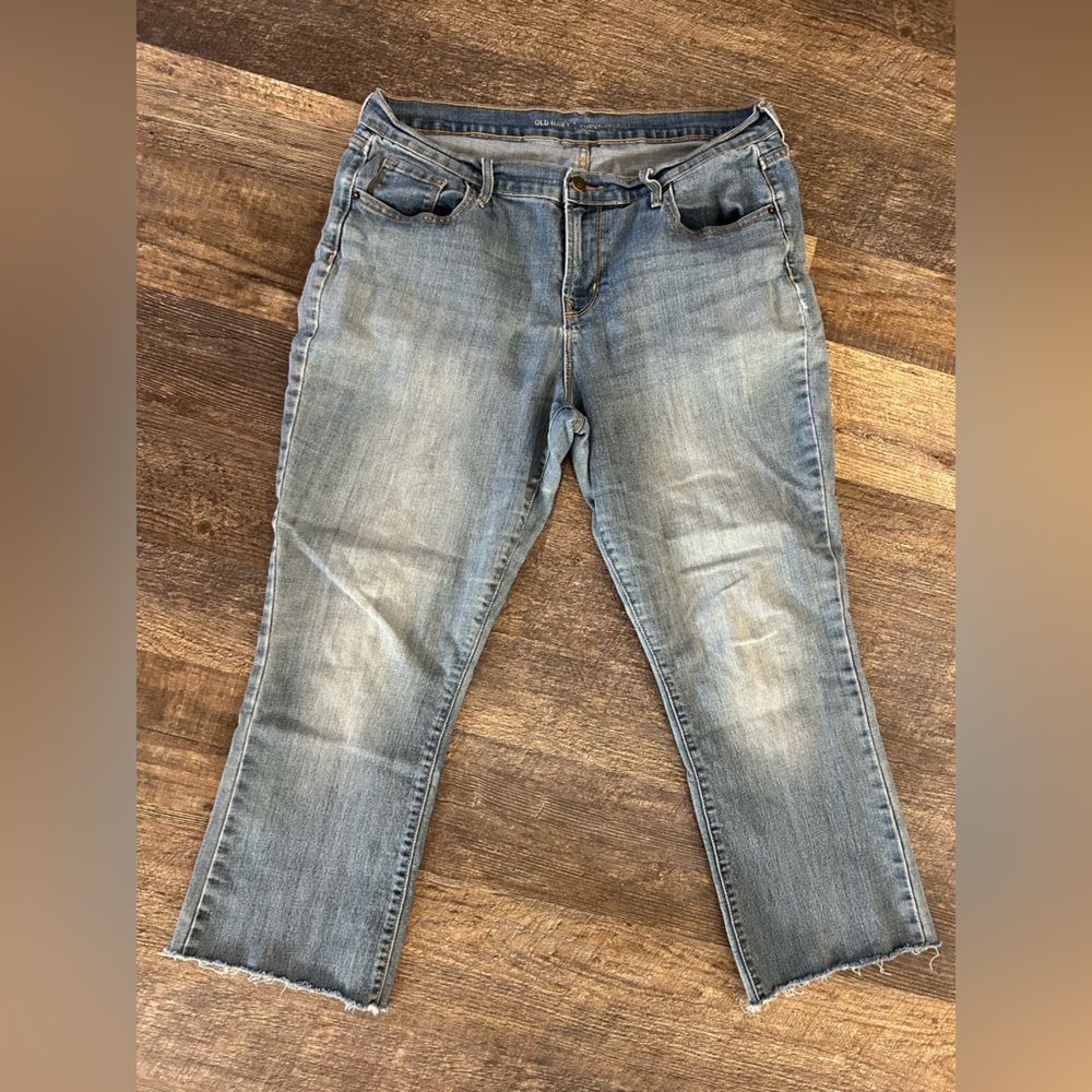 Old Navy Curvy High Rise Jeans Size 14 Light Medium Wash Denim Stretch